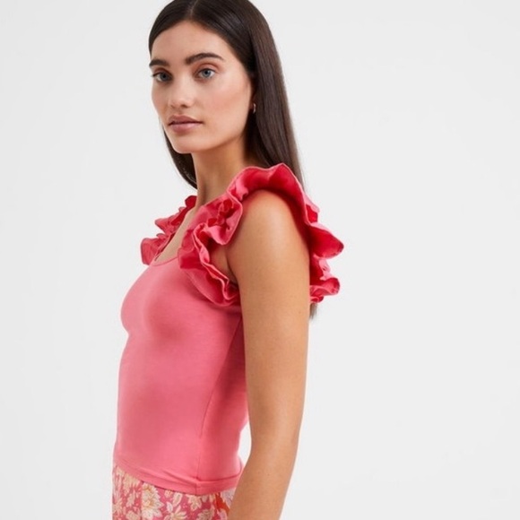 French Connection Pink Flutter Sleeve Tank Top - Picture 3 of 4